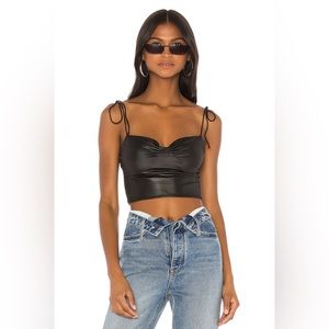 Superdown Cameron Tie Strap Top in Black